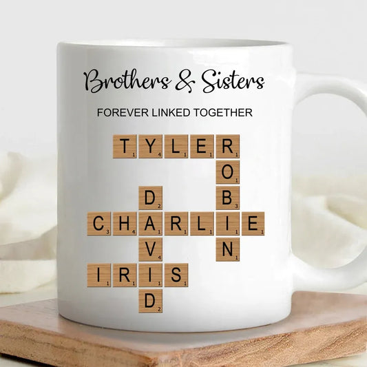 Brothers & Sisters Forever Linked Personalized Mug