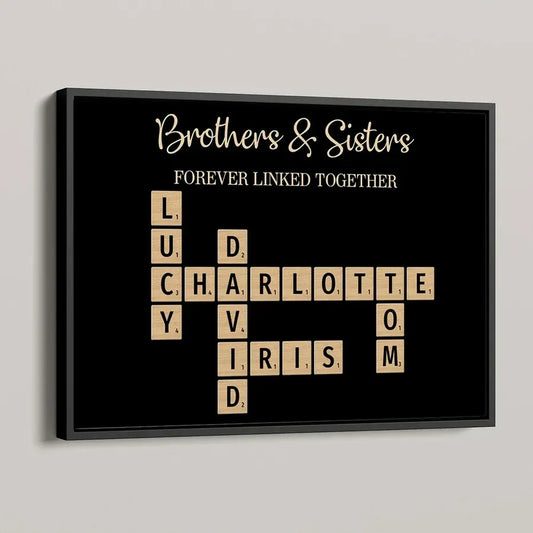 Brothers & Sisters Crossword Puzzle Art - Personalized Poster, Plaque, Keychain or Ornament