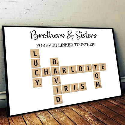 Brothers & Sisters Crossword Puzzle Art - Personalized Poster, Plaque, Keychain or Ornament
